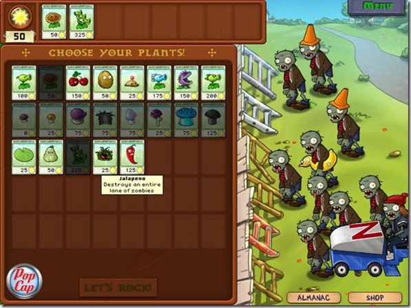 Plants VS Zombies seed selection