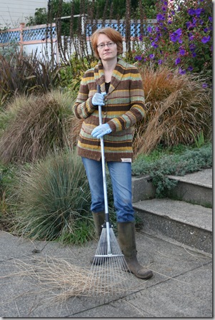Amy grouchy about the old-style rake